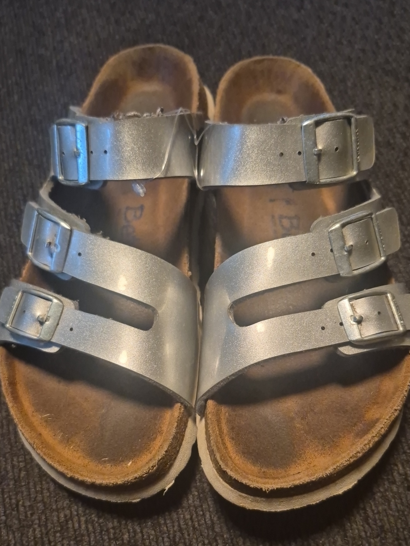 Birkenstock Kids Metallic Silver TripleBuckle Sandals